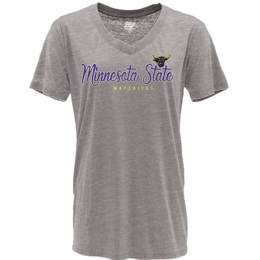 Fan Shop * | Blue 84 Women'S Minnesota State Mavericks Flipbash T-Shirt Light Grey