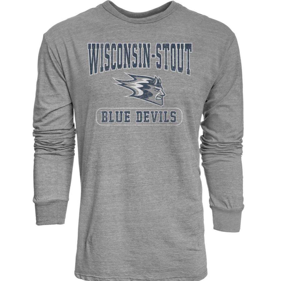 Fan Shop * | Blue 84 Uw-Stout Blue Devils Quickslant Long Sleeve Shirt Heather Grey