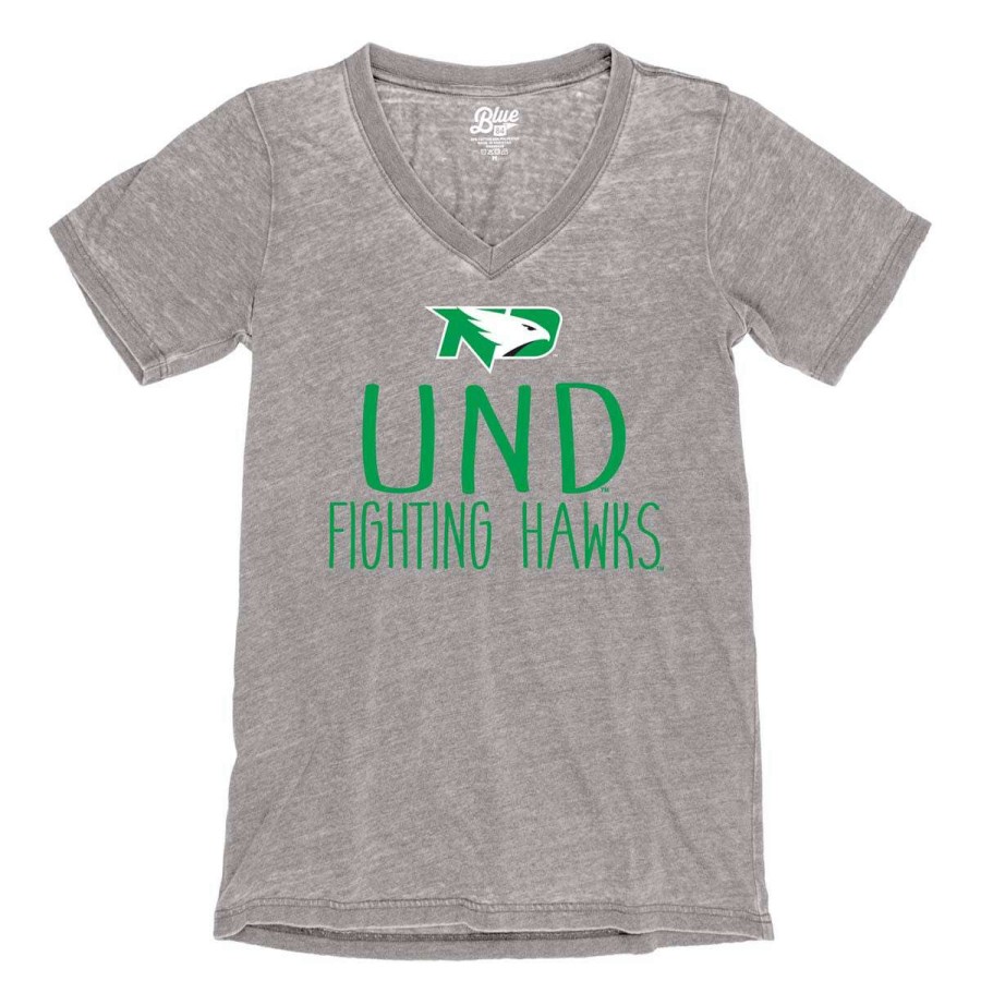 Fan Shop * | Blue 84 Women'S North Dakota Fighting Hawks Whammy T-Shirt Light Grey