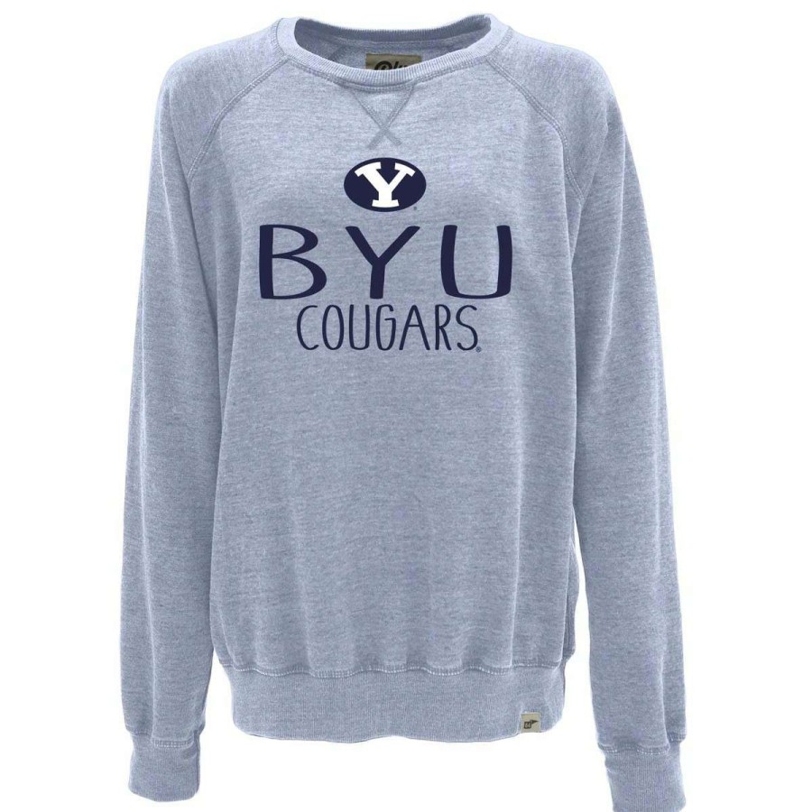 Fan Shop * | Blue 84 Women'S Byu Cougars Whammy Crewneck Sweatshirt Light Blue