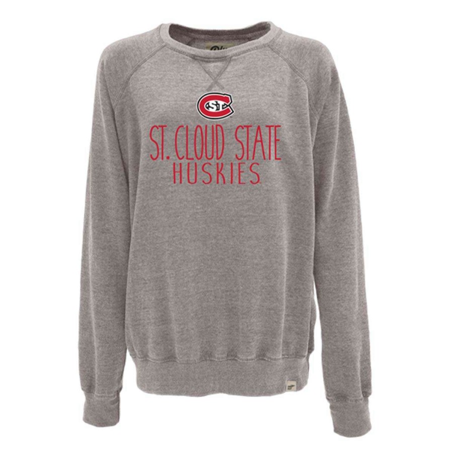 Fan Shop * | Blue 84 Women'S St. Cloud State Huskies Whammy Crewneck Sweatshirt Grey