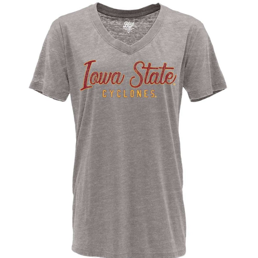 Fan Shop * | Blue 84 Women'S Iowa State Cyclones Flipbash T-Shirt Light Grey