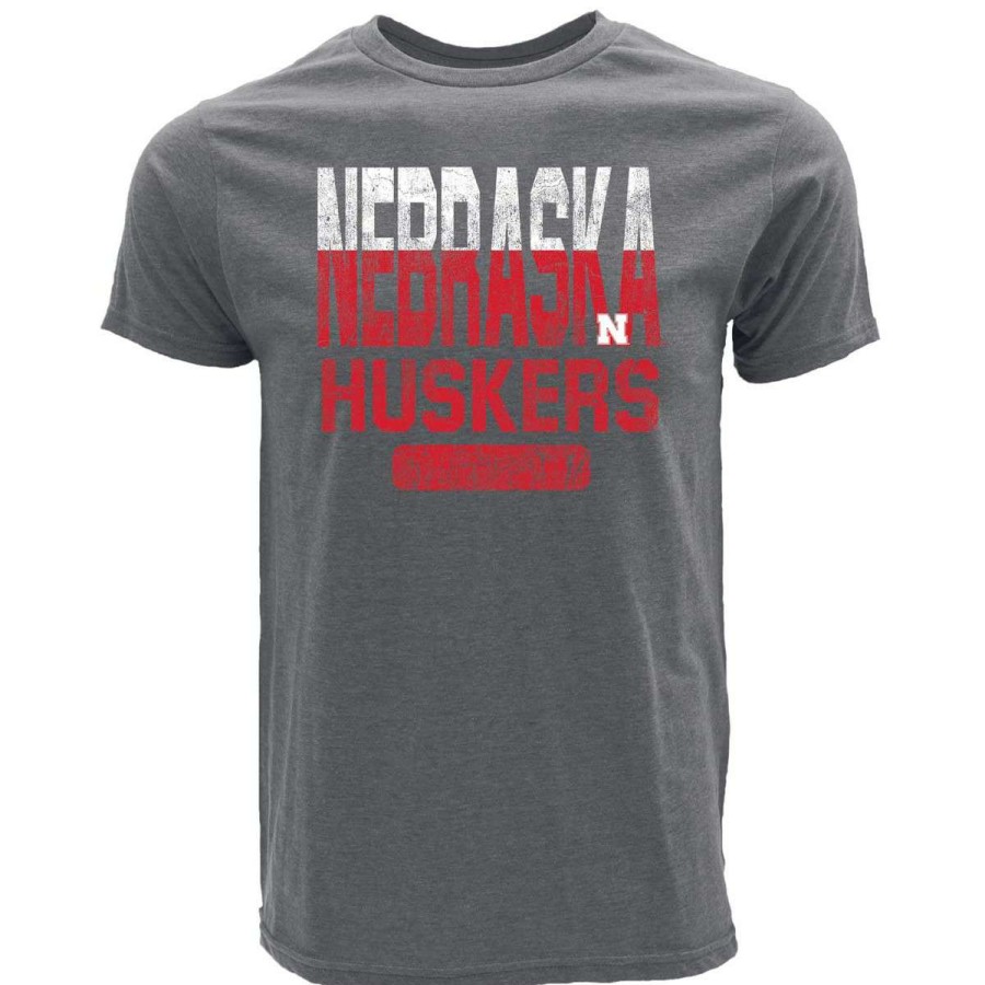 Fan Shop * | Blue 84 Nebraska Cornhuskers Aqua T-Shirt Heather Grey