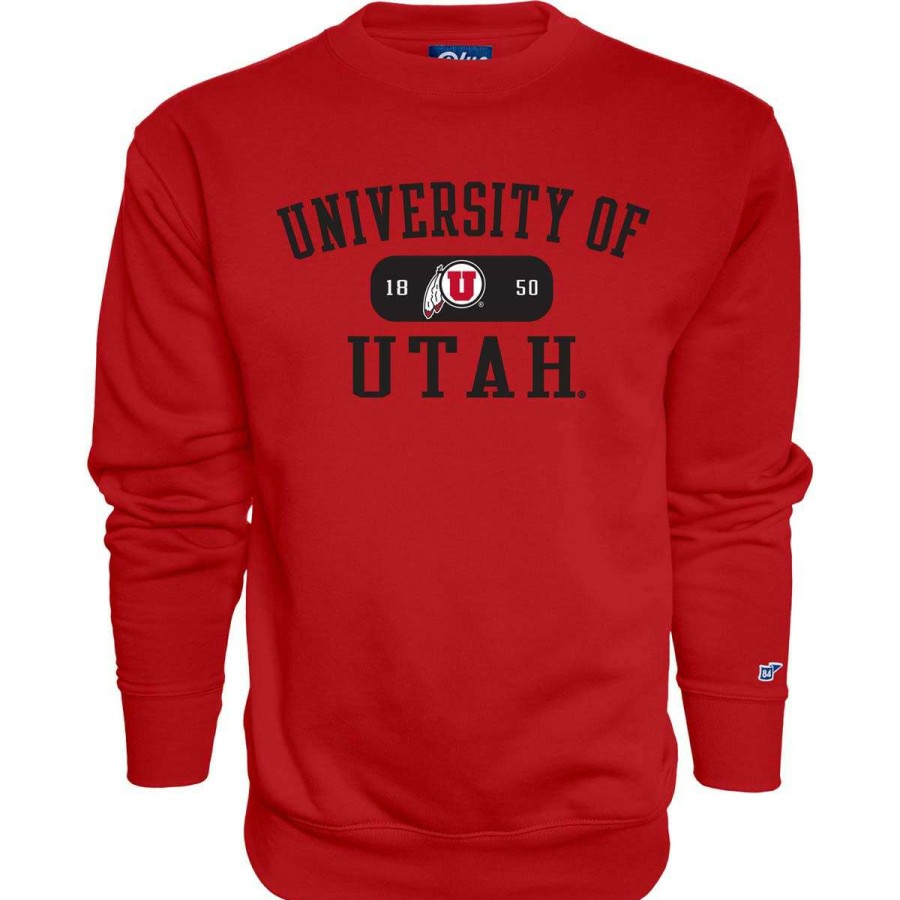 Fan Shop * | Blue 84 Utah Utes Tool Belt Crewneck Sweatshirt Red