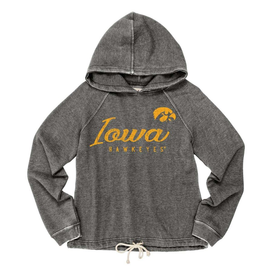 Fan Shop * | Blue 84 Women'S Iowa Hawkeyes Flipbash Hoodie Charcoal