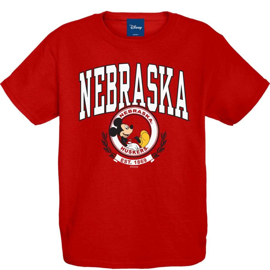 Fan Shop * | Blue 84 Kids' Nebraska Cornhuskers Mickey Circle T-Shirt Red