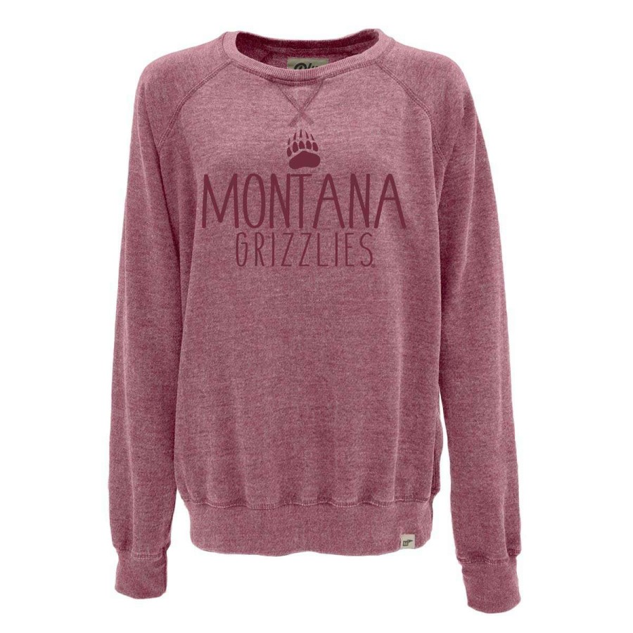 Fan Shop * | Blue 84 Women'S Montana Grizzlies Whammy Crewneck Sweatshirt Cranberry