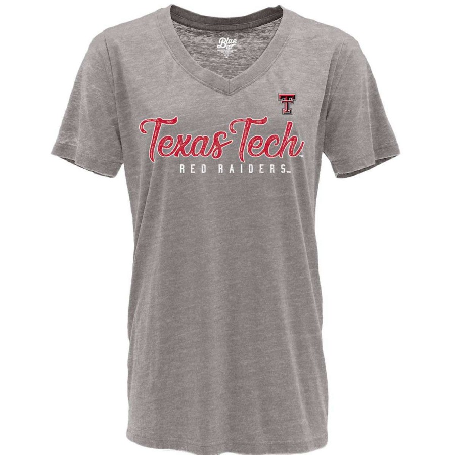 Fan Shop * | Blue 84 Women'S Texas Tech Red Raiders Flipbash T-Shirt Light Grey