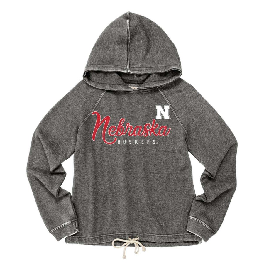 Fan Shop * | Blue 84 Women'S Nebraska Cornhuskers Flipbash Hoodie Charcoal