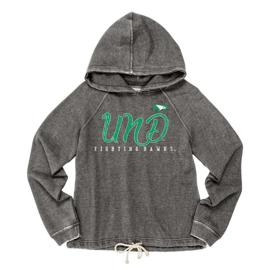 Fan Shop * | Blue 84 Women'S North Dakota Fighting Hawks Flipbash Hoodie Charcoal