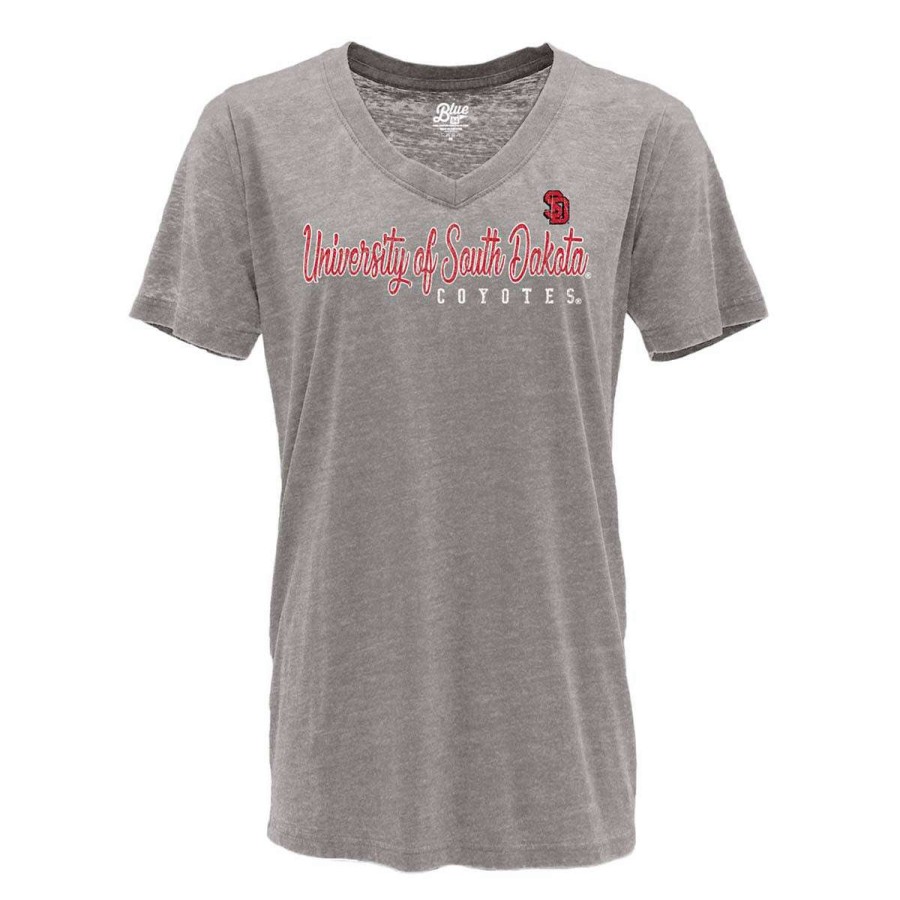 Fan Shop * | Blue 84 Women'S South Dakota Coyotes Flipbash T-Shirt Light Grey