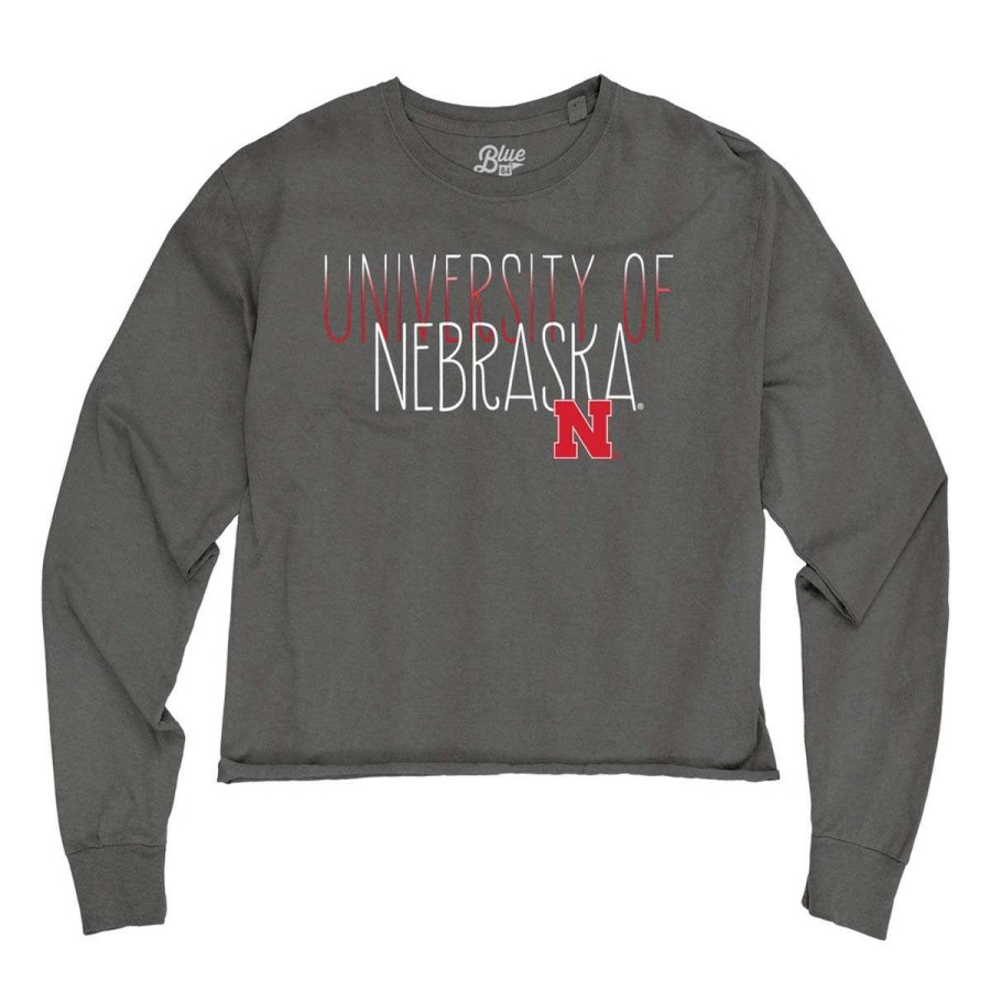 Fan Shop * | Blue 84 Women'S Nebraska Cornhuskers Lotzo Cropped T-Shirt Black