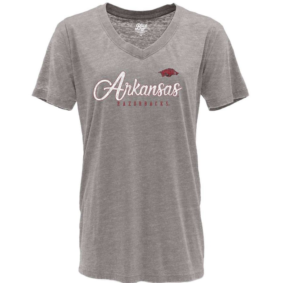 Fan Shop * | Blue 84 Women'S Arkansas Razorbacks Flipbash T-Shirt Light Grey