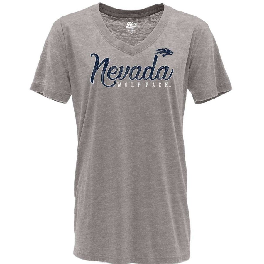 Fan Shop * | Blue 84 Women'S Nevada Wolf Pack Flipbash T-Shirt Light Grey